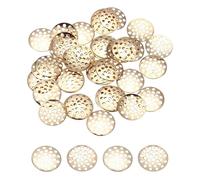 QUARKZMAN 50 Pcs Base Para Broche, 14mm Broches Bouquet Base Con Agujeros Traseros Bandeja Redonda Para Abalorios Suministros Para Hacer Joyas Artesanales DIY, Oro K