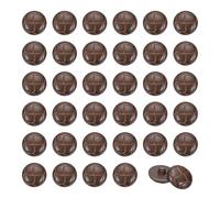QUARKZMAN 50 Pcs Botones Estilo Imitación Cuero Con Ojal, 15mm/0.59 Pulgadas Botones Redondos Plástico Para Costura DIY En Abrigos Trajes Vestidos Faldas Chaquetas Decoración Ropa, Marrón