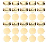 QUARKZMAN 50 Pcs Broches Dorados Redondos En Blanco Con Pin Broche De Metal Clip Pin Discos Base Para Corsages Tarjetas De Identificación Etiquetas Manualidades DIY (21mm/0.8")