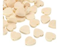 QUARKZMAN 50 Pcs Cuentas De Madera En Forma De Corazón Sin Acabar, Cuentas Sueltas De Madera Natural Sin Acabar Con Agujero Para Manualidades DIY, Fabricación De Joyas Y Decoración