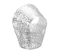 QUARKZMAN 50 Pcs Moldes Para Cupcake De Encaje Diseño Estándar De Vid Moldeados Huecos Envoltorios Artísticos Para Pasteles Vasos De Papel Plata Reflectante