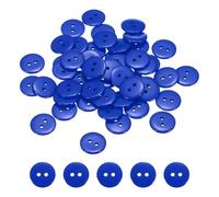 QUARKZMAN 50 Piezas De Botones De Costura De Resina, 15mm (5/8 De Pulgada) 2 Agujeros Botones Redondos Decorativos Para Abrigos Ropa Decoración Navideña, Azul Oscuro