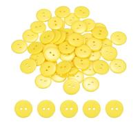 QUARKZMAN 50 Piezas De Botones De Resina Para Coser, 20mm (5/8 De Pulgada) 2 Agujeros Botones Redondos Decorativos Para Abrigos Ropa Decoración De Vacaciones, Amarillo