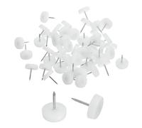 QUARKZMAN 50 Piezas De Deslizadores para Muebles, 16mm Redondos De Plástico para Muebles con Clavos, Protectores para Suelo De Madera para Sillas, Mesas, Escritorios, Patas Blanco
