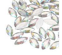 QUARKZMAN 50 Piezas De Gemas Acrílicas Ojo De Caballo 12x25mm Con Respaldo Plano Piedras Artificiales Para Manualidades DIY Cuentas Bodas Fiestas Maquillaje Joyería Brillante Blanco