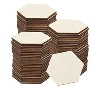 QUARKZMAN 50 Piezas de Hexágonos de Madera sin Terminar 2" x 2.36" x 0.12" Rebanadas de Madera en Blanco para Pintura Posavasos
