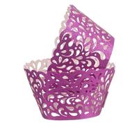 QUARKZMAN 50 Piezas De Molde Para Cupcake De Encaje Diseño Hueco Gota De Agua Envoltorios Para Cupcake Huecos Vasos De Papel Artísticos Para Hornear Rojo Rosa