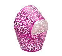 QUARKZMAN 50 Piezas De Moldes Para Cupcake De Encaje Diseño Estándar De Vid Molde Para Cupcake Calado Envoltorios Artísticos Para Pasteles Vasos De Papel Rosa Roja Reflectante