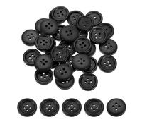 QUARKZMAN 50 Unidades de Botones de Madera, 18mm(3/4") 4 Agujeros Redondos Planos para Costura DIY Manualidades y Ropa, Color Negro