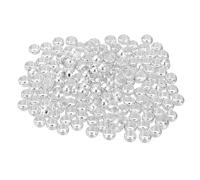 QUARKZMAN 500 Piezas de Cuentas de Engarce Redondas, 3 mm de Latón Espaciador Cuentas Sueltas Extremos de Abrazadera de Metal Pequeños Topes de Cuentas para Manualidades DIY, Color Plata
