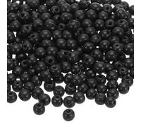 QUARKZMAN 500 Piezas de Grandes Abalorios de Madera con Agujero, Abalorios de Barril de Madera Natural sin Acabar para Manualidades, Hacer Joyas de Macramé, Negro (8 x 7mm, Agujero de 3mm)