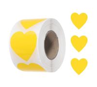 QUARKZMAN 500 Piezas Rollo De Pegatinas Amarillas En Forma De Corazón 1.5 Pulgadas Pegatinas Autoadhesivas Etiquetas De Codificación Removibles Para Manualidades, Tareas, Marcado En El Aula