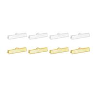 QUARKZMAN 50Pcs 30mm Extremos Sujeción Cinta, Extremos Sujeción Marcador, Extremos Sujeción Cierre Rápido para Hacer Pulseras, Collares y Joyas, Oro/Plata