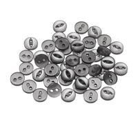 QUARKZMAN 50pcs Botones de Costura Redondos Grises de 14L 9mm 11/32" Resina 2 Agujeros Ojo de Pez para Manualidades Botón de Repuesto para Pantalones Vestidos Faldas Ropa Cierre de Botones