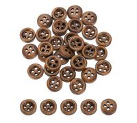 QUARKZMAN 50Pcs Botones De Madera, 10mm(13/32") 4 Agujeros Redondos Planos Para Costura DIY Manualidades Ropa, Marrón