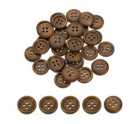 QUARKZMAN 50Pcs Botones De Madera 20mm(13/16") 4 Agujeros Redondos Botones Planos Para Costura DIY Manualidades Ropa Color Marrón