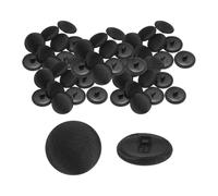 QUARKZMAN 50pcs Botones de Satén 0.8" (20mm) Botones Redondos de Satén Suave con Cubierta de Satén y Ojal para Vestido de Novia Blusa Trajes DIY, Negro