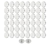 QUARKZMAN 50pcs Botones Metálicos, 24L 15mm Botón Redondo Plano Cubierta para Abrigo de Aleación Reemplazo de Metal para Coser Tejer Traje Camisa Pantalones Manualidades Costura, Plateado
