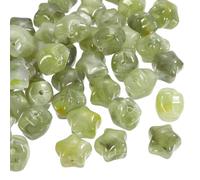 QUARKZMAN 50Pcs Cuentas De Estrella De Acrílico, 11mm Forma De Estrella Encantadoras Cuentas Sueltas Para Hacer Joyería DIY Suministros Para Collares Y Pulseras, Verde Oscuro