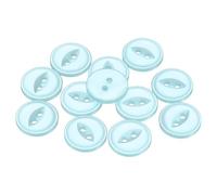 QUARKZMAN 50pcs Pez Ojo Botones de Resina, 2 Agujeros 24L 15mm Botón Redondo de Costura Accesorio de Coser Decorativo para Manga Ropa Camisas Pantalones Manualidad Bricolaje, Azul Claro