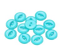 QUARKZMAN 50pcs Pez Ojo Botones de Resina, 2 Agujeros 24L 15mm Botón Redondo de Costura Accesorio de Coser Decorativo para Manga Ropa Camisas Pantalones Manualidad Bricolaje, Azul Lago