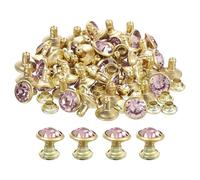 QUARKZMAN 50Pcs Remaches de Diamantes de Imitación en Oro Rosa Remaches de Cristal de Doble Tapa de Metal de 8mm/0.31" para Artesanía en Cuero Hacer Carteras y Ropa