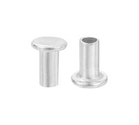 QUARKZMAN 50Pcs Remaches Semitubulares, 4mm x 8mm Remache Semitubular de Cabeza Plana Redonda de Aluminio para Reparación y Fijación En La Industria y El Hogar, Color Plata
