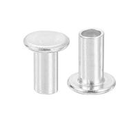 QUARKZMAN 50Pcs Remaches Semitubulares, 6mm x 12mm Remache Semitubular de Cabeza Plana Redonda de Aluminio para Reparación y Fijación En La Industria y El Hogar, Color Plata