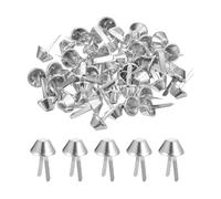 QUARKZMAN 50Pcs Tachuela para Bolsa, 10mm Cono Tachuelas Planas Remache de Cuero Cabezas Clavos Puntas para Fondo de Bolsa de Bolso Ropa Diy Artesanía, Plateado