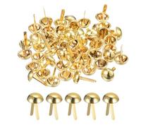 QUARKZMAN 50Pcs Tachuela para Bolsa, 10mm Redondo Tachuelas Púas Pies, Remanches de Cuero para Bolso de Mano Ropa Diy Artesanal, Dorado