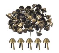 QUARKZMAN 50Pcs Tachuela para Bolsa, 15mm Cono Tachuelas Planas Remache de Cuero Cabezas Clavos Puntas para Fondo de Bolsa de Bolso Ropa Diy Artesanía, Bronce