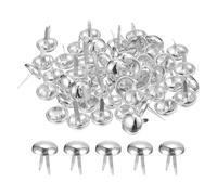 QUARKZMAN 50Pcs Tachuela para Bolsa, 18mm Redondo Tachuelas Púas Pies, Remanches de Cuero para Bolso de Mano Ropa Diy Artesanal, Plateado