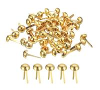 QUARKZMAN 50Pcs Tachuela para Bolsa, 8mm Redondo Tachuelas Púas Pies, Remanches de Cuero para Bolso de Mano Ropa Diy Artesanal, Dorado