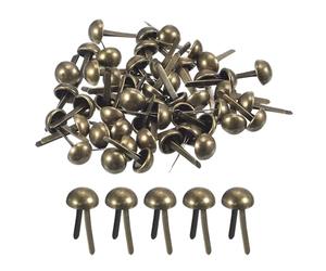 QUARKZMAN 50Pcs Tachuela para Bolsa, 8mm Redondo Tachuelas Púas Pies, Remanches de Cuero para Bolso de Mano Ropa Diy Artesanal, Bronce