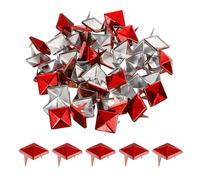 QUARKZMAN 50pcs Tachuelas de Pirámide Cuadrado, 10mm Remaches de Punta Cuadrada Tachuelas para Ropa Cuero Picos de Estilo Punk de Metal para Cinturones Prendas Manualidades, Rojo