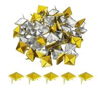 QUARKZMAN 50pcs Tachuelas de Pirámide Cuadrado, 12mm Remaches de Punta Cuadrada Tachuelas para Ropa Cuero Picos de Estilo Punk de Metal para Cinturones Prendas Manualidades, Dorado