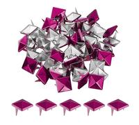 QUARKZMAN 50pcs Tachuelas de Pirámide Cuadrado, 12mm Remaches de Punta Cuadrada Tachuelas para Ropa Cuero Picos de Estilo Punk de Metal para Cinturones Prendas Manualidades, Rojo Rosa