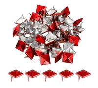 QUARKZMAN 50pcs Tachuelas de Pirámide Cuadrado, 12mm Remaches de Punta Cuadrada Tachuelas para Ropa Cuero Picos de Estilo Punk de Metal para Cinturones Prendas Manualidades, Rojo