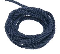 QUARKZMAN 5mm Cuerda Trenzada de Poliéster, 20m Largo Cordón Trenzado Decorativo de Poliéster 3 Capas Brillante para Manualidades DIY Bolsa de Regalo Cortinas Hogar Decoración, Azul Marino