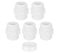 QUARKZMAN 5Pcs 40mm Adaptador de Acoplamiento de Rosca Macho de PVC, Conexión de para Tubería de PVC con Cinta Selladora (Macho a Macho), Adaptador de Acoplamiento (Blanco)
