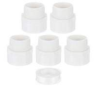 QUARKZMAN 5Pcs 63mm Adaptador Macho de PVC para Conexión de Tuberías, Conectores de Tubería de PVC de 2 Vías con Cinta Selladora (Enchufe x Rosca de Tubería Macho),(Blanco)
