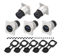 QUARKZMAN 5Pcs Acoplador De Panel USB 3.0, Conector De Paso USB Tipo D, Extensión De Mamparo Plateada De 5.0Gbps para Hogar/Oficina/Industrial