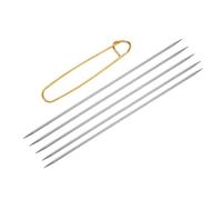 QUARKZMAN 5pcs Agujas de Tejer, 2.75mm x 20cm Tejer Aguja de Doble Punta de Acero Inoxidable con 12cm Portapunto Dorado Kit para Manualidad Bricolaje Costura Regalo Bufanda Mantas