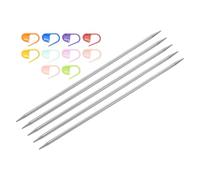 QUARKZMAN 5pcs Agujas de Tejer, 4mm x 20cm Tejer Aguja de Doble Punta de Acero Inoxidable con 10pcs Hebillas de Marcador Coloridas Kit para Manualidad Bricolaje Costura Regalo Bufanda Mantas