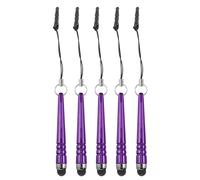 QUARKZMAN 5Pcs Bolígrafo Metálico para Pantallas Táctiles Aleación de Aluminio Mini Bolígrafos Metálicos Capacitivos para Dispositivos Universales de Pantalla Táctil Morado