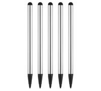 QUARKZMAN 5Pcs Bolígrafo Táctil de Pantalla de Teléfono 2 en 1 Punta Resistiva de Aleación de Aluminio con Puntas Capacitivas de Resistencia Universal Plateado