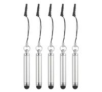 QUARKZMAN 5Pcs Bolígrafos Metálicos Retráctiles de Aleación de Aluminio Mini Capacitivos para Dispositivos Universales de Pantalla Táctil Gris