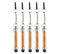 QUARKZMAN 5Pcs Bolígrafos Stylus para Pantallas Táctiles Mini Bolígrafos Capacitivos de Diamante de Cristal para Dispositivos Universales de Pantalla Táctil Naranja