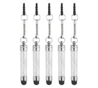 QUARKZMAN 5Pcs Bolígrafos Stylus para Pantallas Táctiles Mini Bolígrafos Capacitivos de Diamante de Cristal para Dispositivos Universales de Pantalla Táctil Blanco