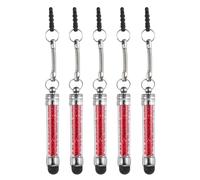 QUARKZMAN 5Pcs Bolígrafos Stylus para Pantallas Táctiles Mini Bolígrafos Capacitivos de Diamante de Cristal para Dispositivos Universales de Pantalla Táctil Rojo